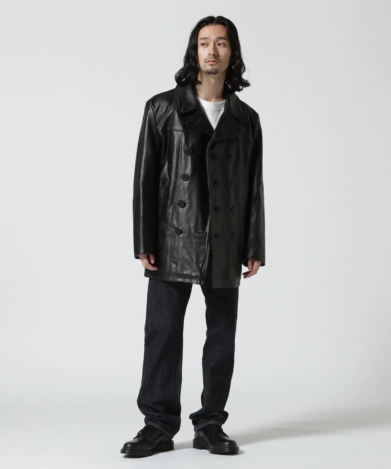 140 LEATHER PEACOAT/レザーピーコート