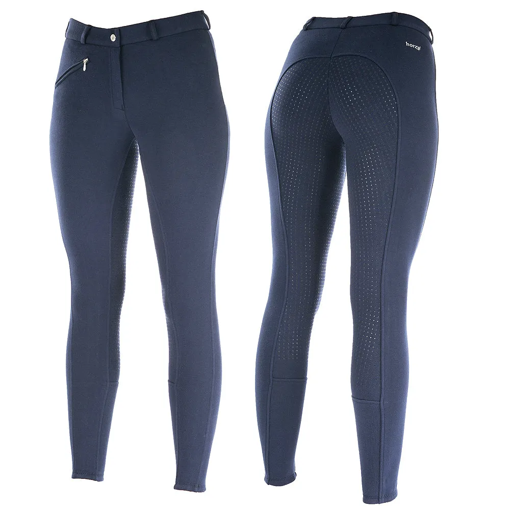 40" Horze Womens Active Silicone Grip Full Seat Breeches Peacoat Dark Blue