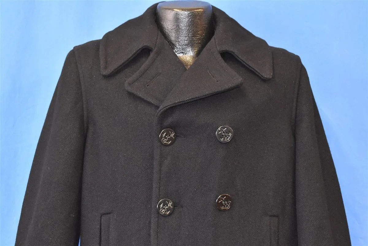 50s King-O-Wear Navy Wool 10 Button Coat Medium