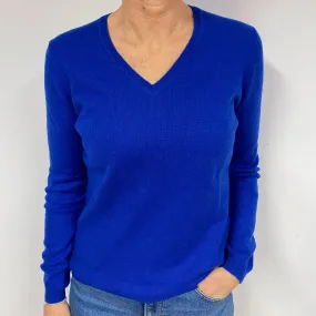 Admiral Blue Cashmere V-Neck Jumper Medium