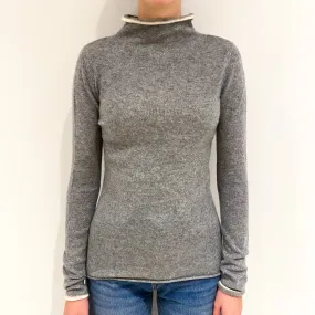 Ash Grey Cashmere Funnel Neck Jumper Extra Small