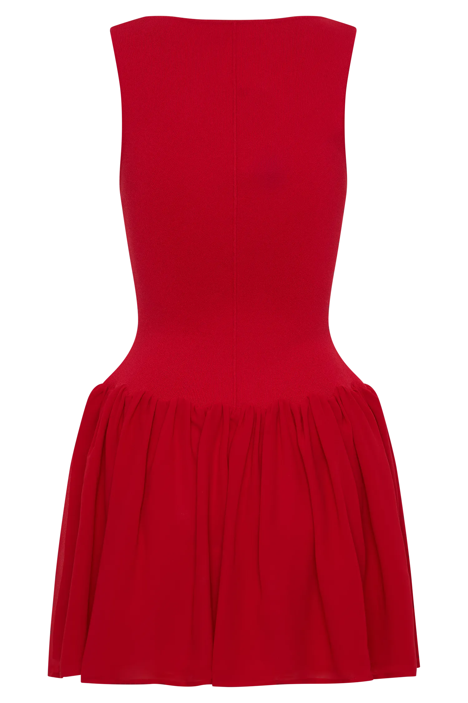 Ashleigh Knit And Chiffon Mini Dress - Red