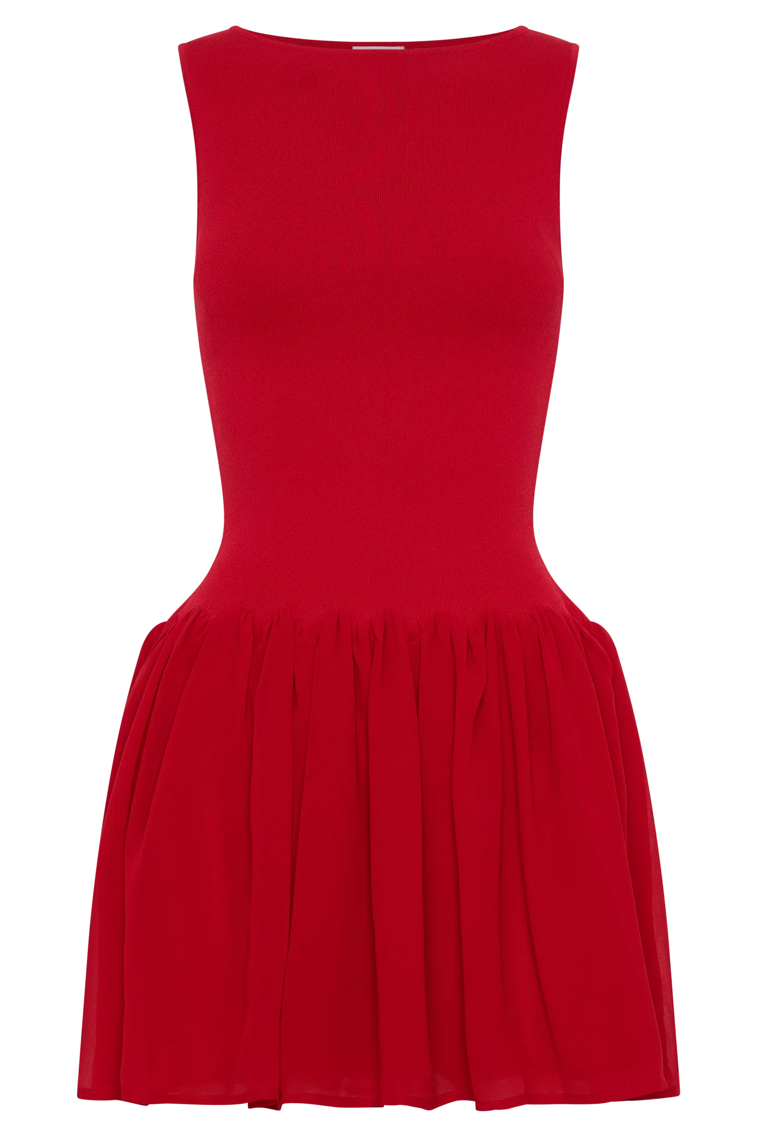 Ashleigh Knit And Chiffon Mini Dress - Red