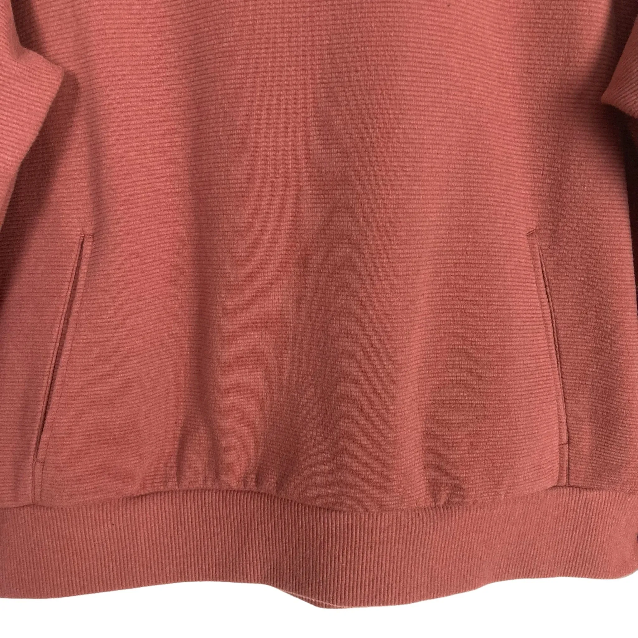 Bella Dusty Rose Ribbed Hooded Pullover- Size ~M (see notes, no size tag, fits like a medium)