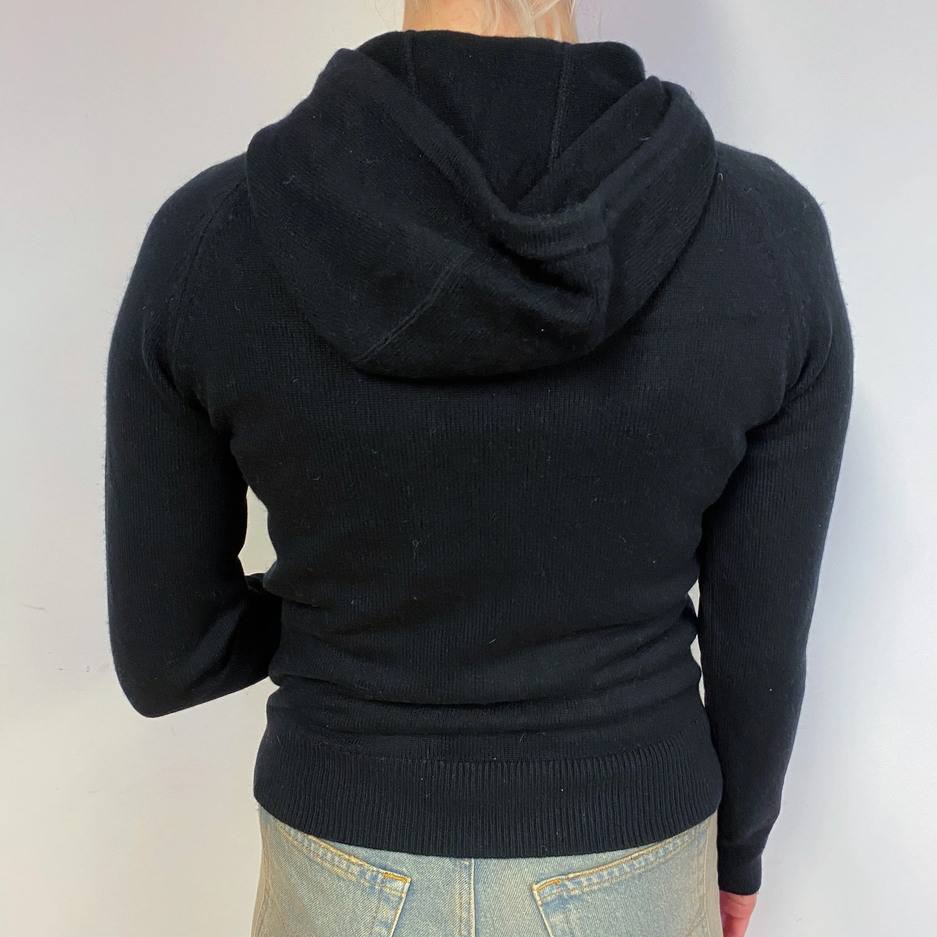 Black Cashmere Hoodie Jumper Small