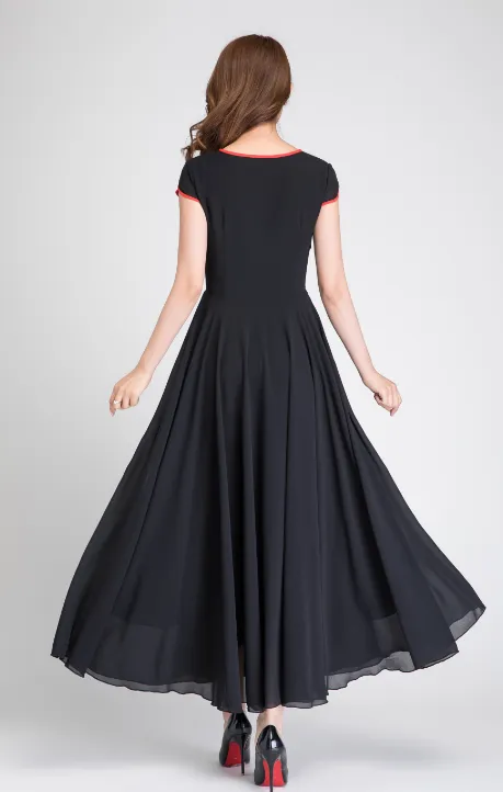 black chiffon dress, maxi dress women, summer dress, elegant dress 1894#