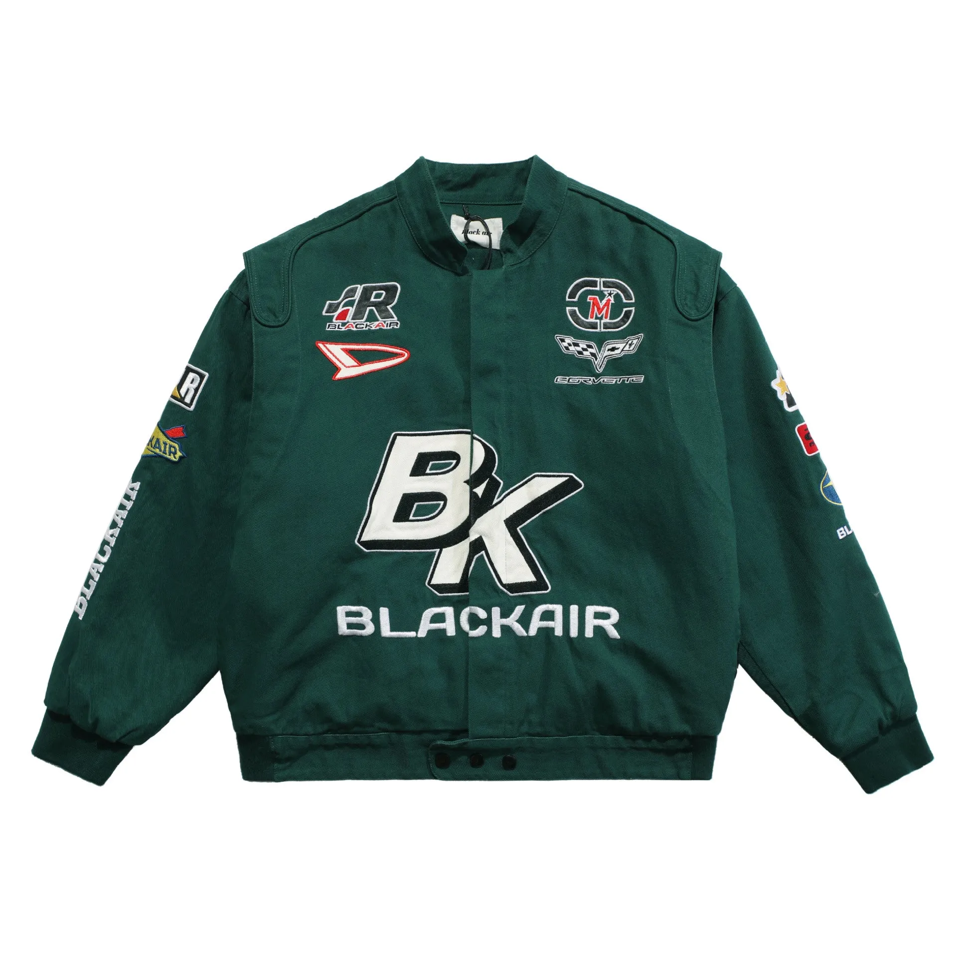 Black Varsity Jacket Racer Jacket Madeextreme Vintage Autumn and Winter Motorcycle Jacket Racing Embroidery Men's Cotton Clothes Coat