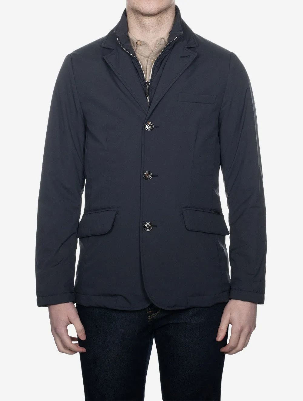 Blazer Jacket With Inlay Navy