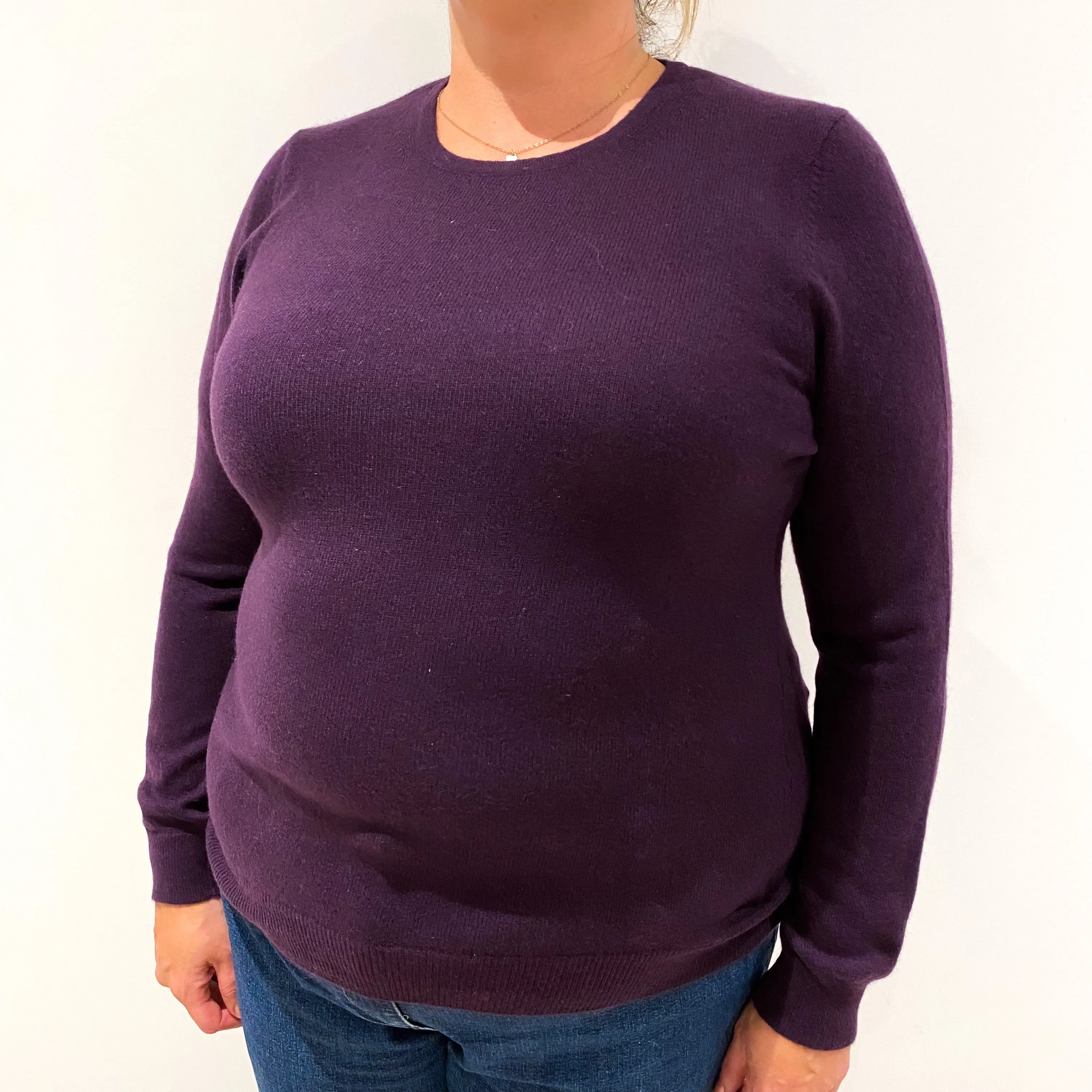 Blueberry Purple Cashmere Crew Neck Jumper Extra Large