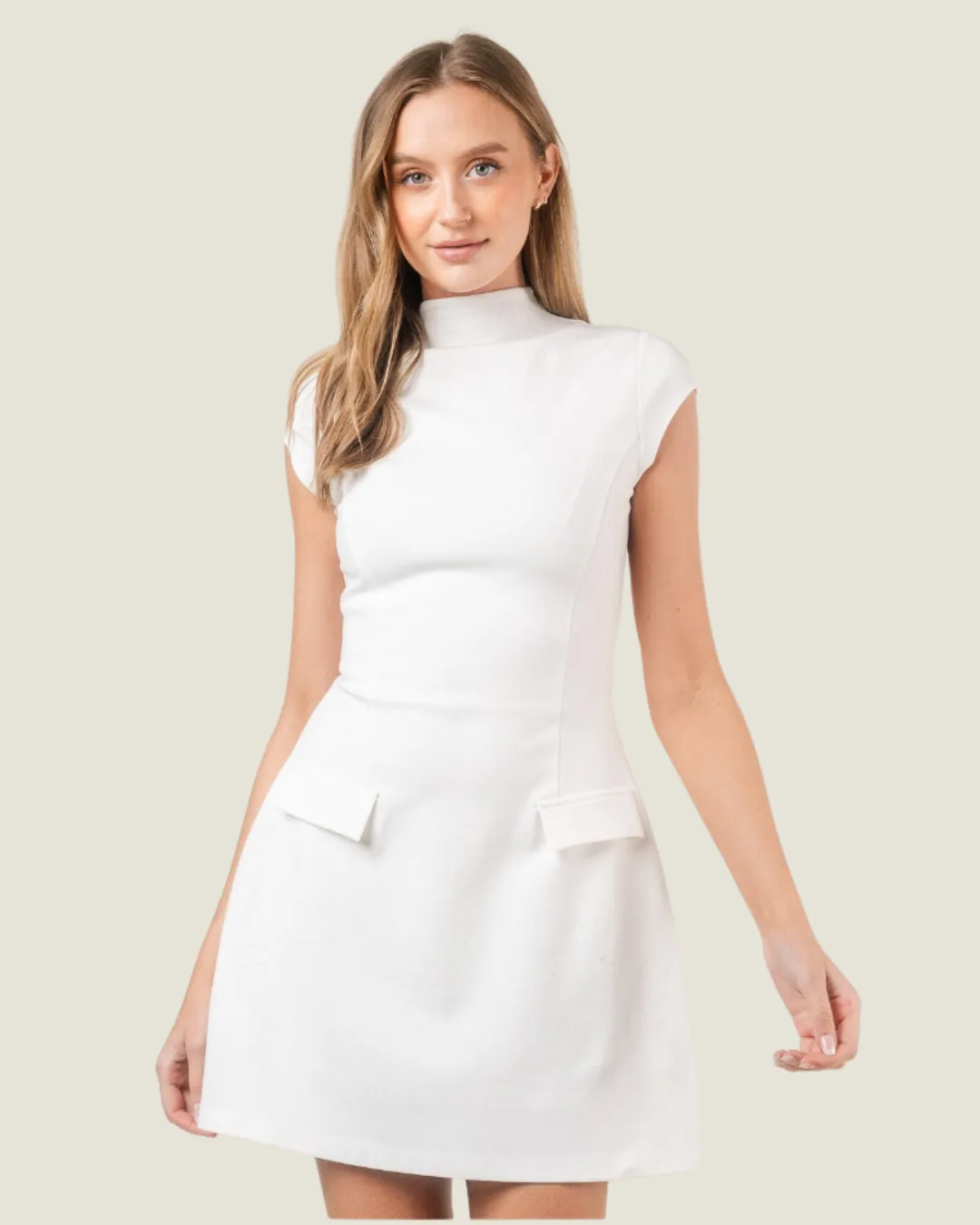 Bridal Era: White Cap Sleeve Mini Dress