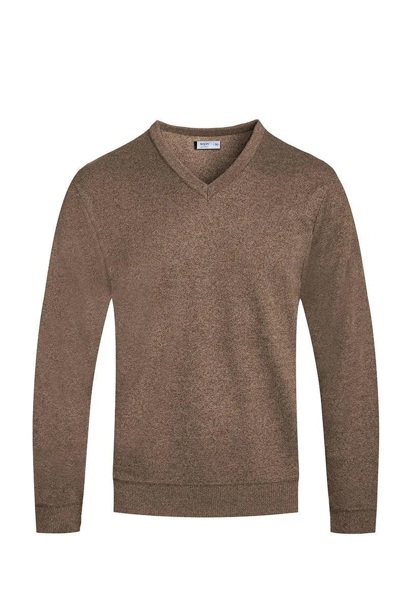 Brown Vneck Knit Pullover Sweater