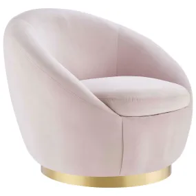 Buttercup Performance Velvet Performance Velvet Swivel Chair By Modway - EEI-5005 - Gold Pink