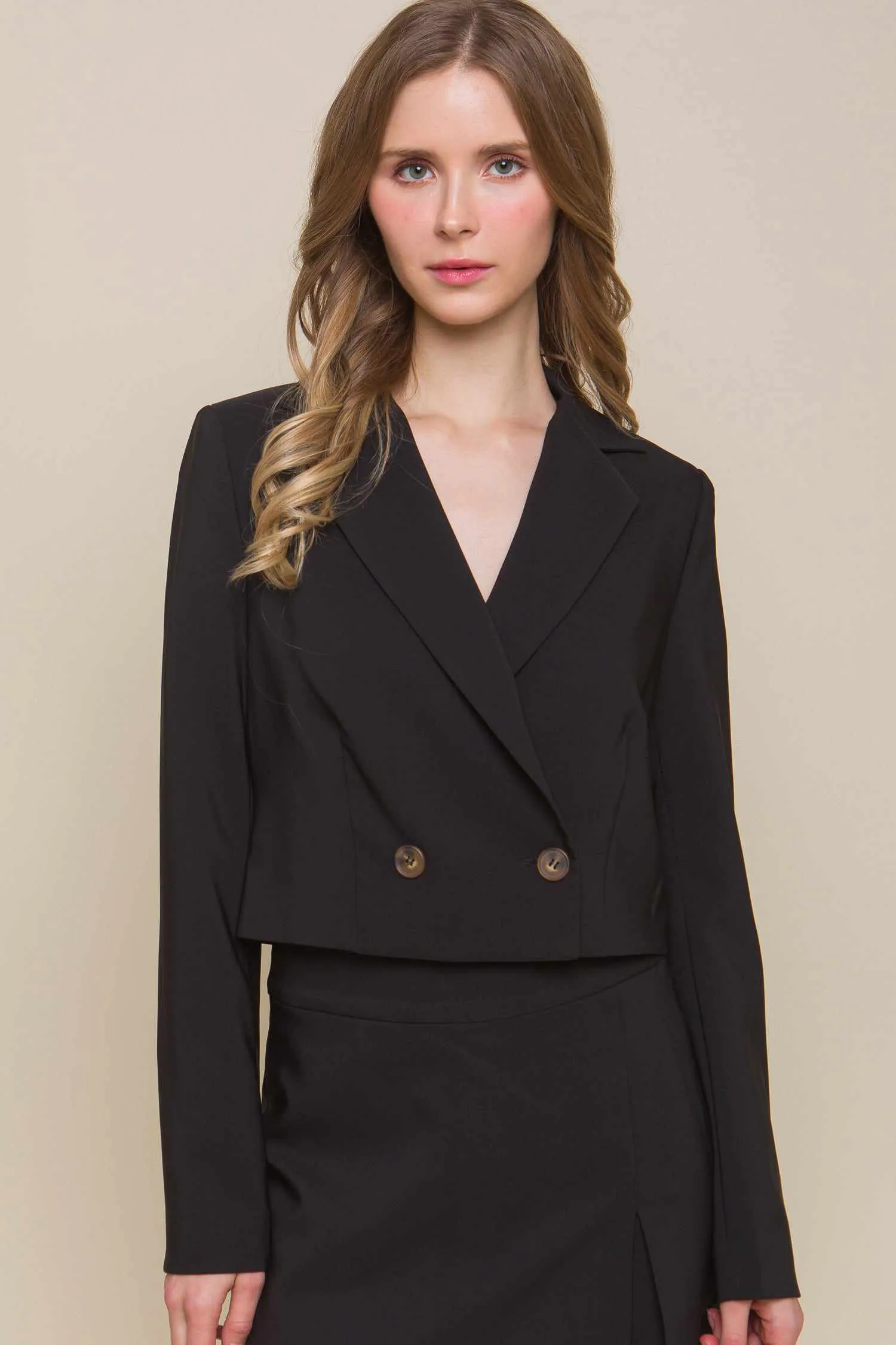 Button Crop Blazer