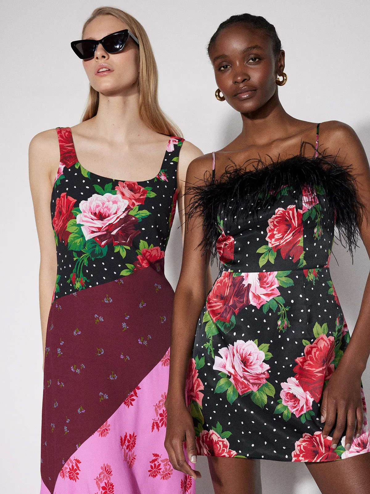 Cala Rose Mixed Print Slip Dress