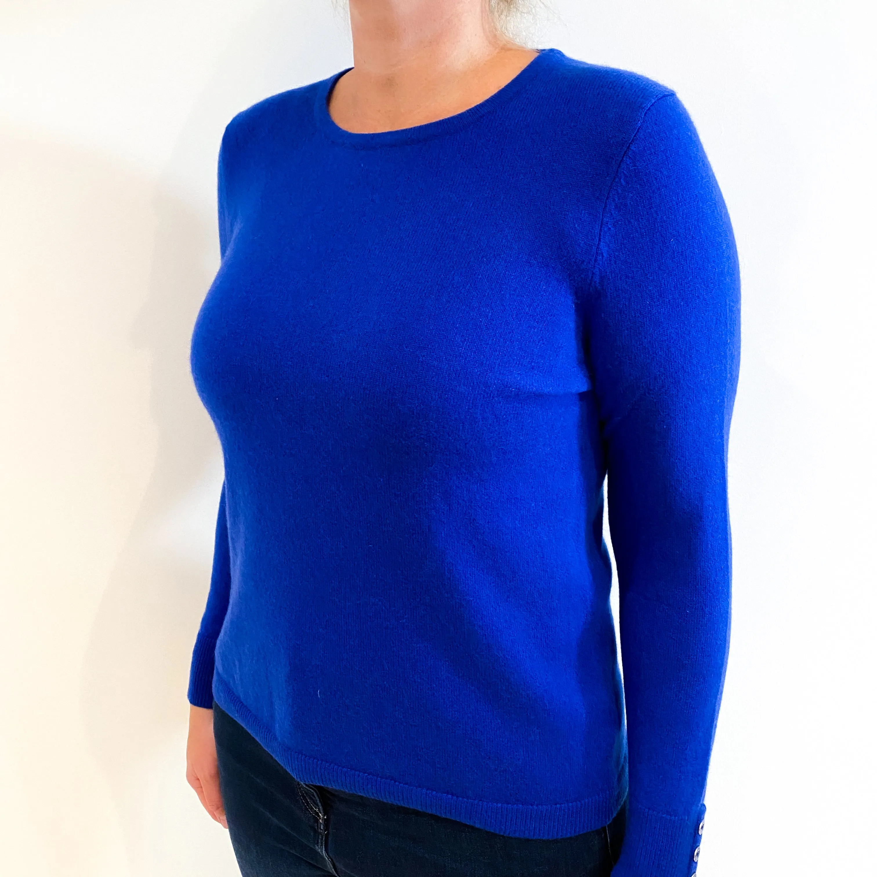 Cobalt Blue Cashmere Crew Neck Jumper Large Petite