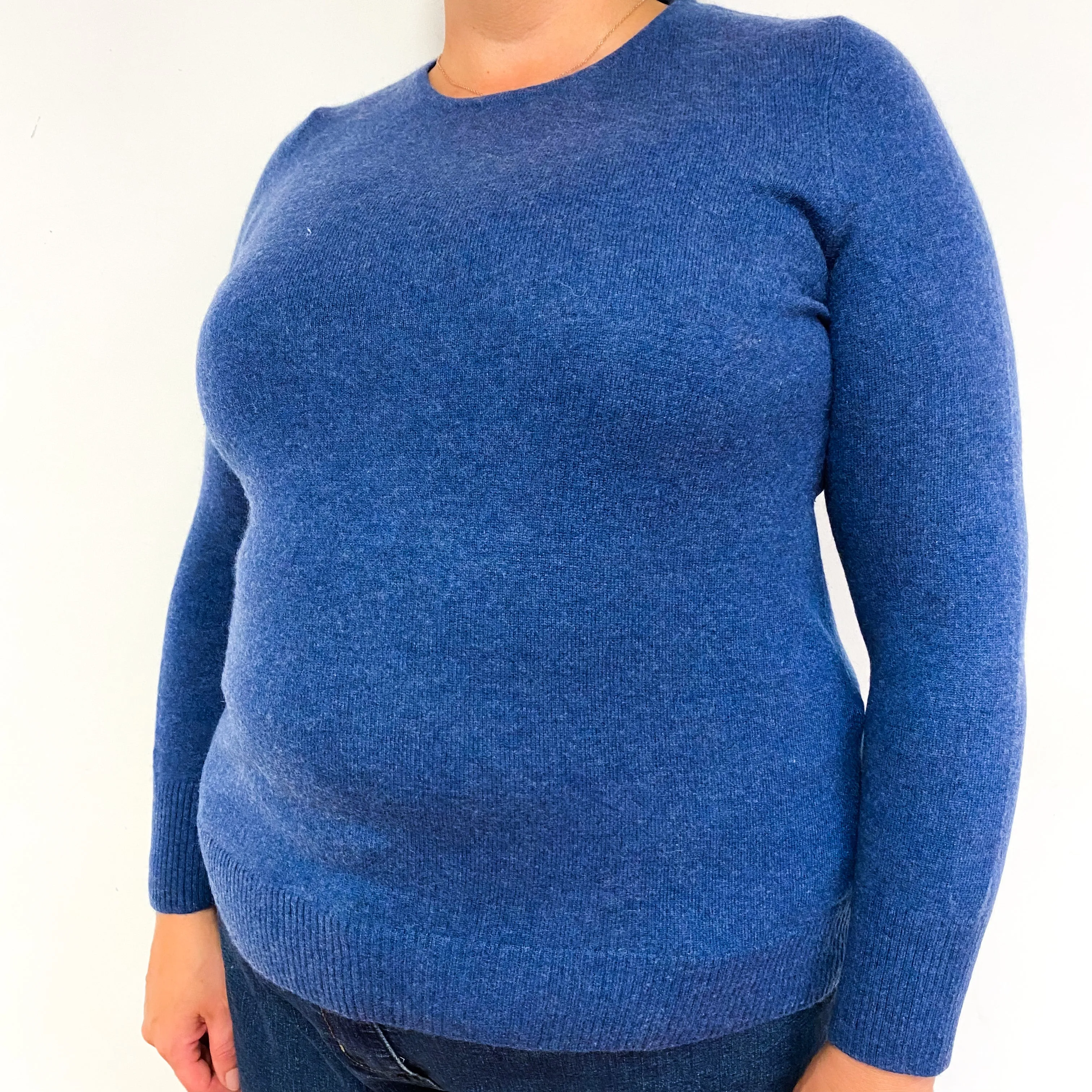 Dark Denim Blue Cashmere Crew Neck Jumper Extra Large