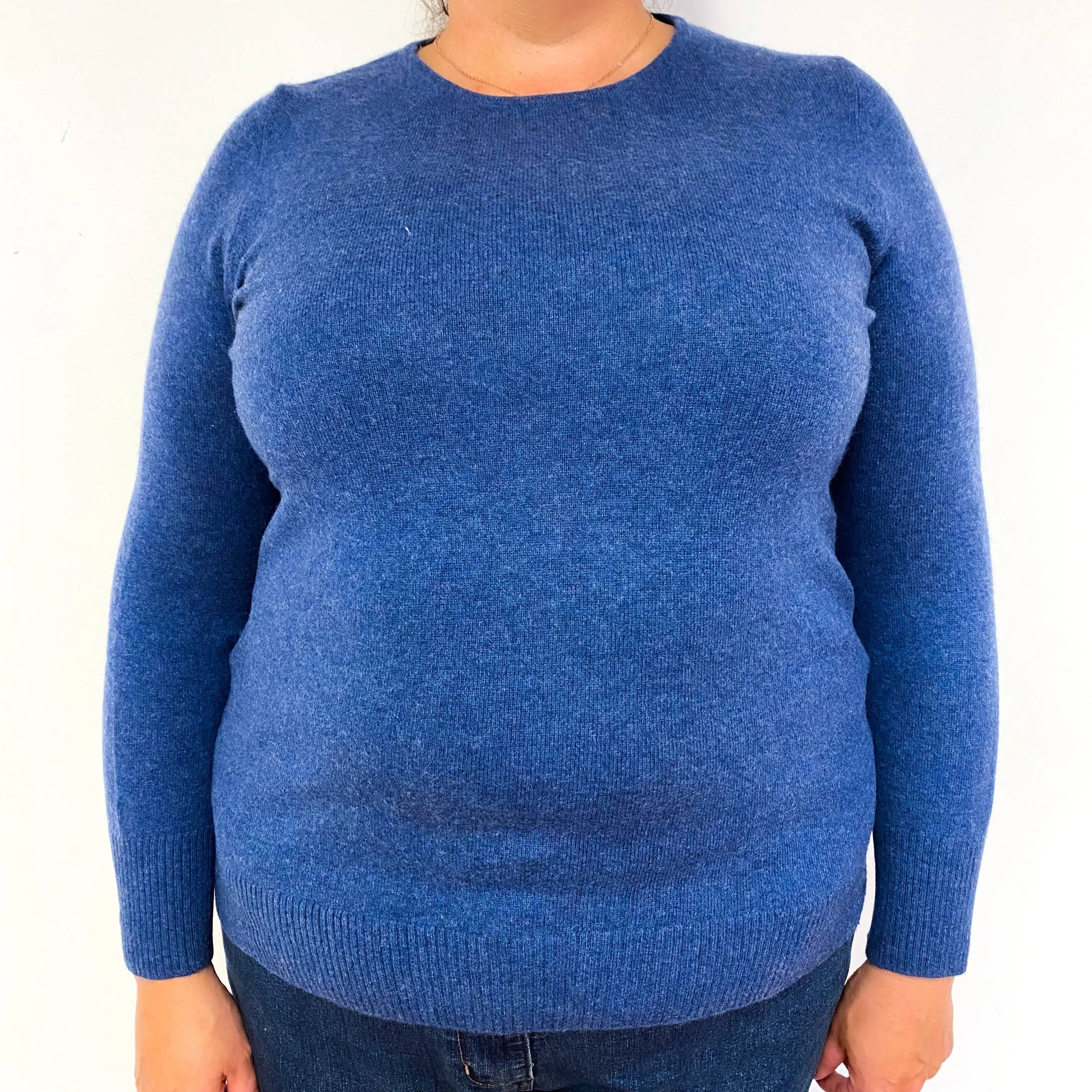 Dark Denim Blue Cashmere Crew Neck Jumper Extra Large