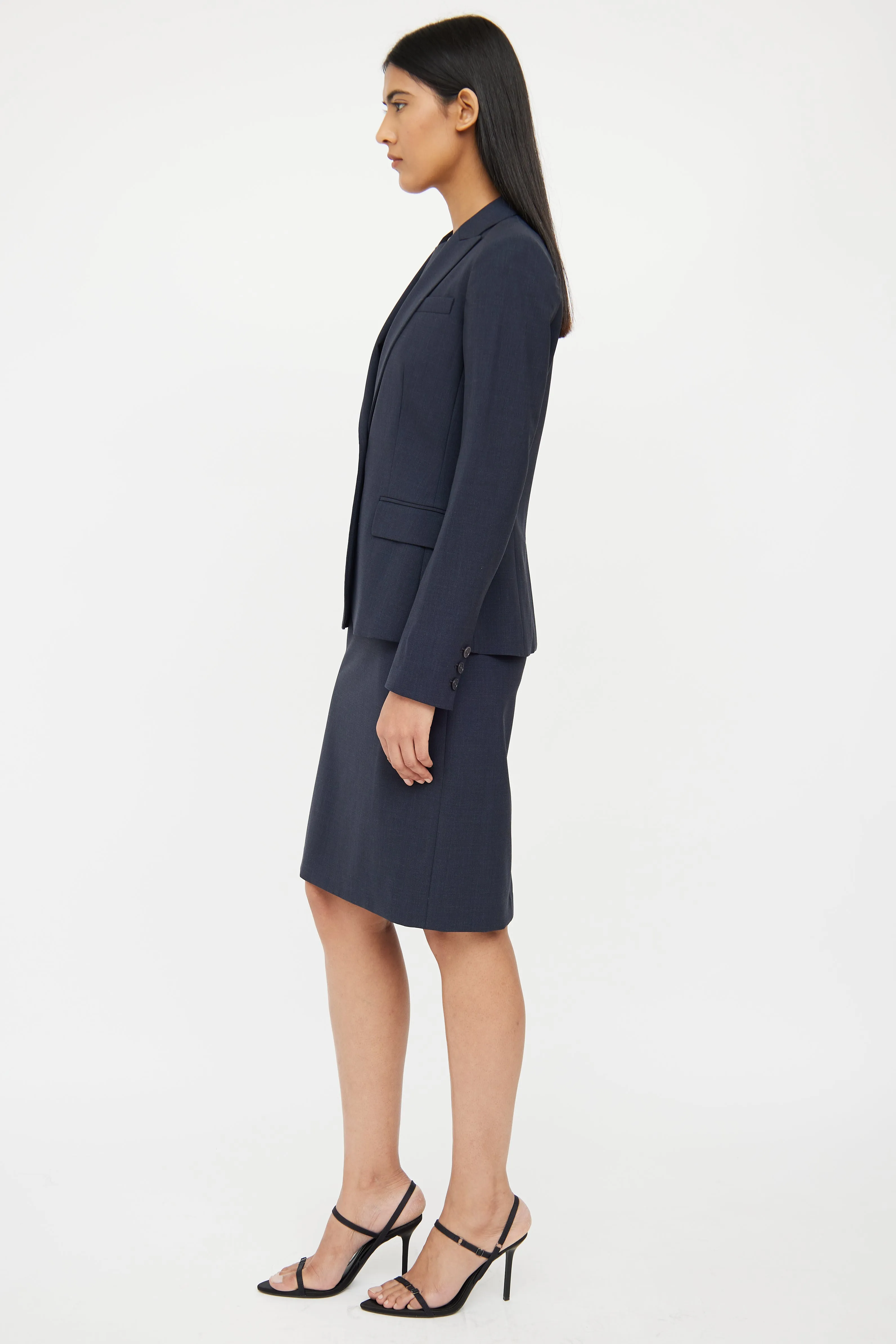 Dark Grey Wool Dress & Blazer Set