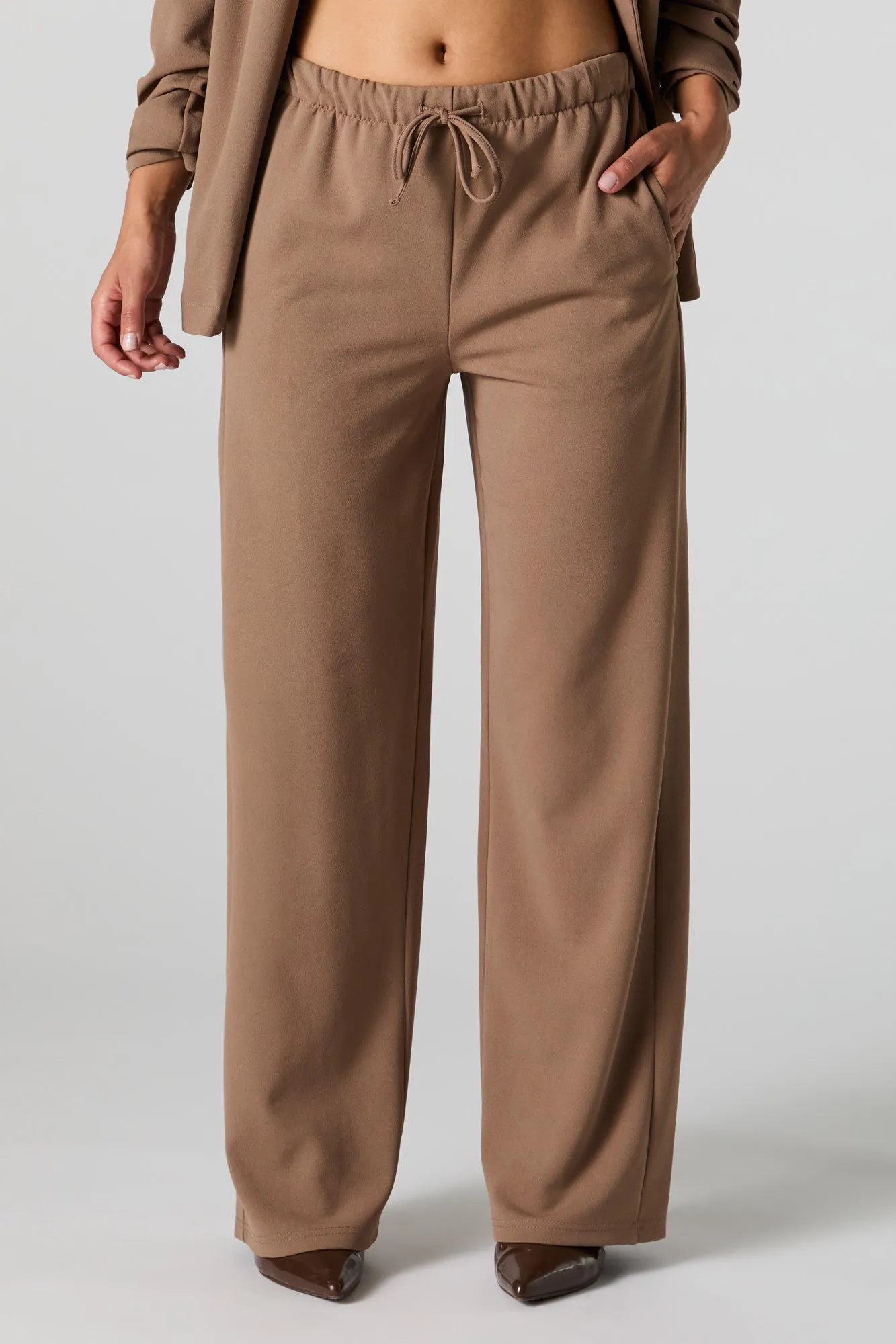 Drawstring Wide Leg Dress Pant