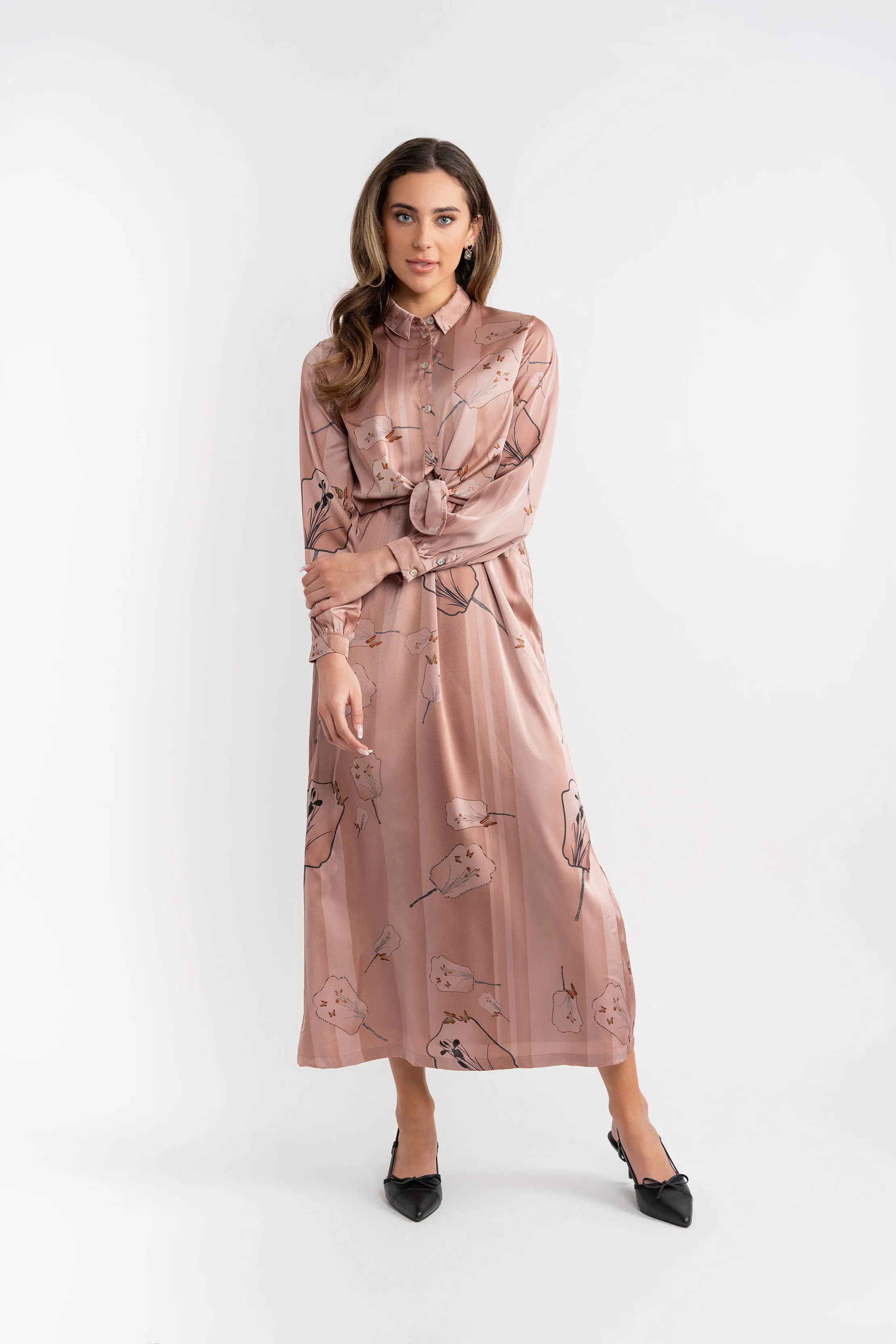 dress satin printed jumper and top - pink