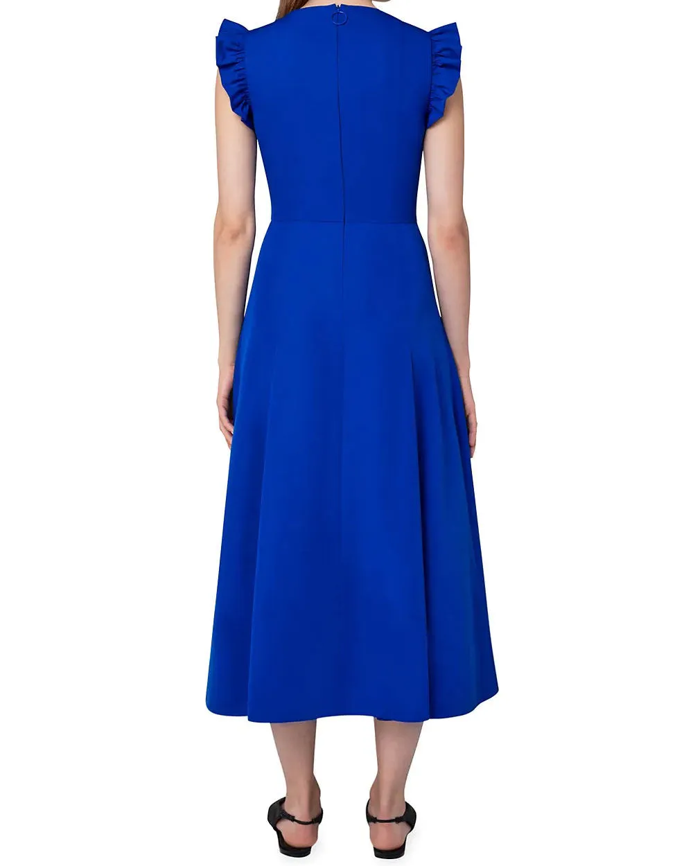 Electric Blue Techno Taffeta Midi Dress