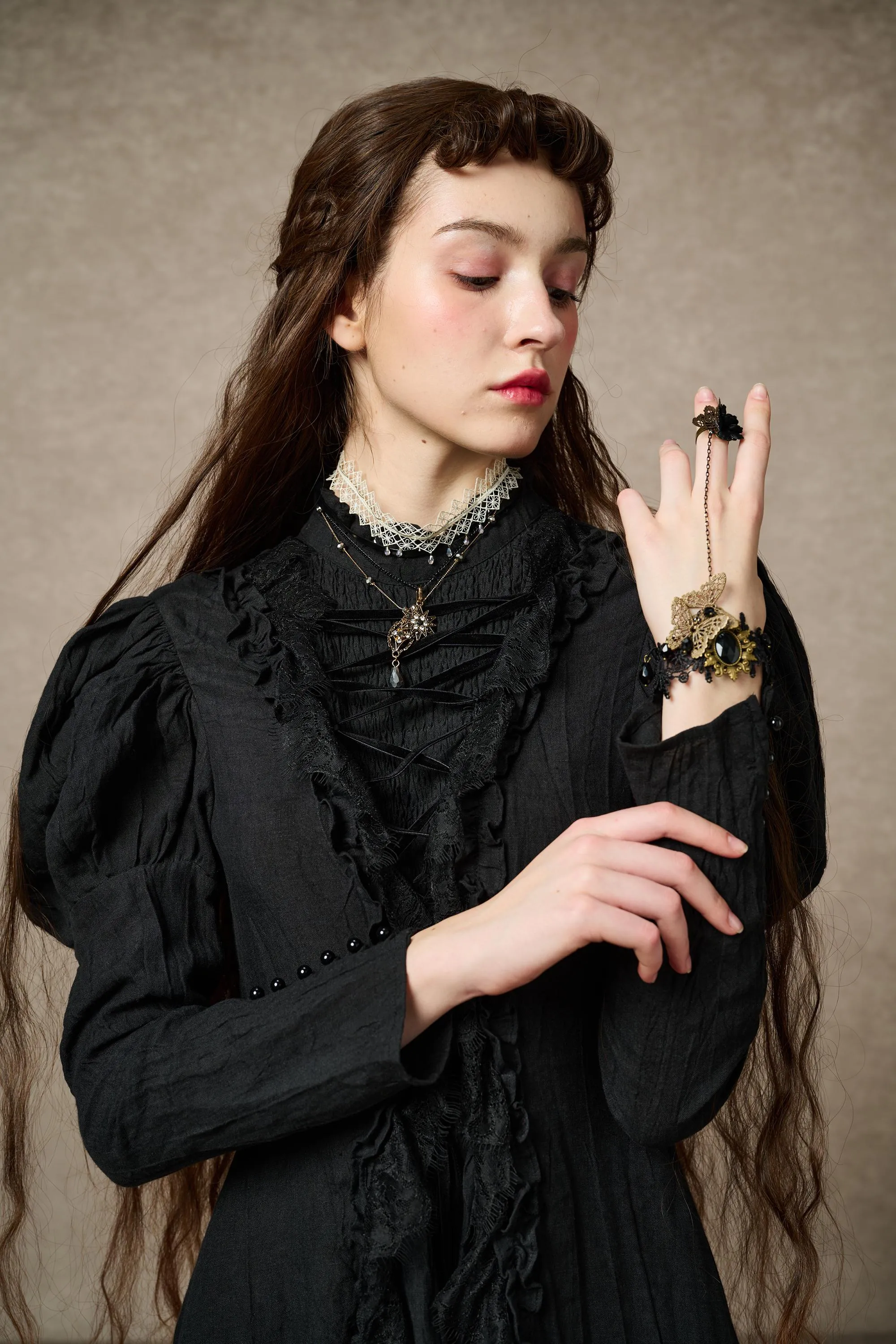 Elizabeth 15 | Black Victorian Linen Dress