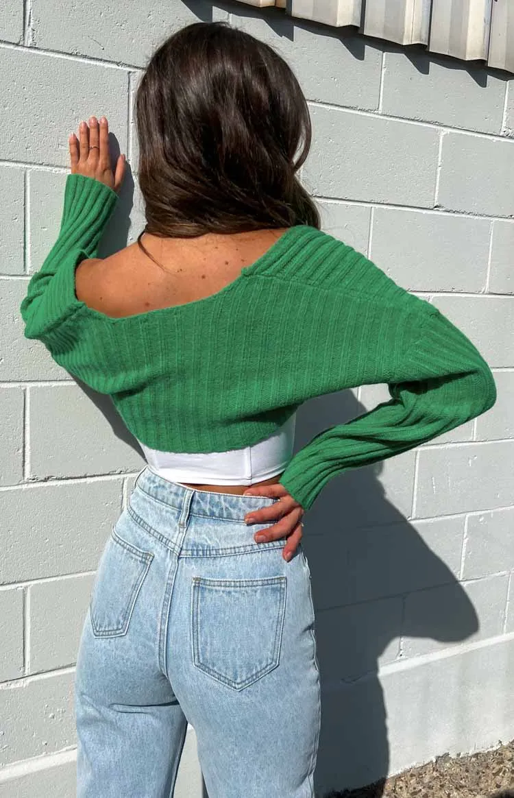 Elsa Green Rib Knit Bolero