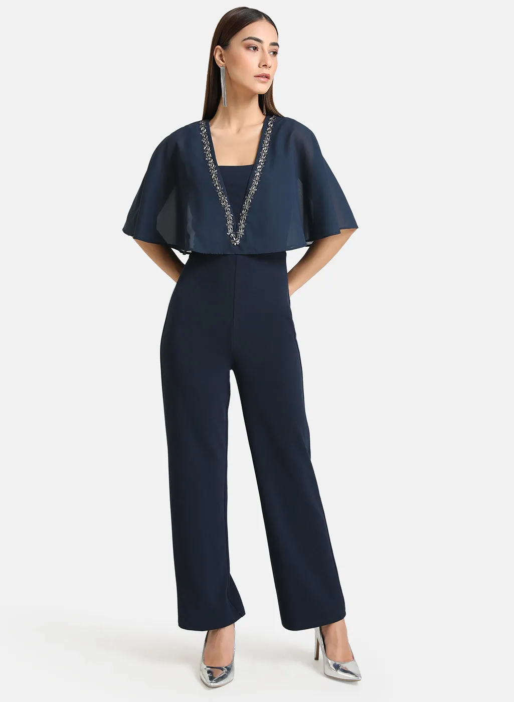 Embellished Jumpsuit With Overlay