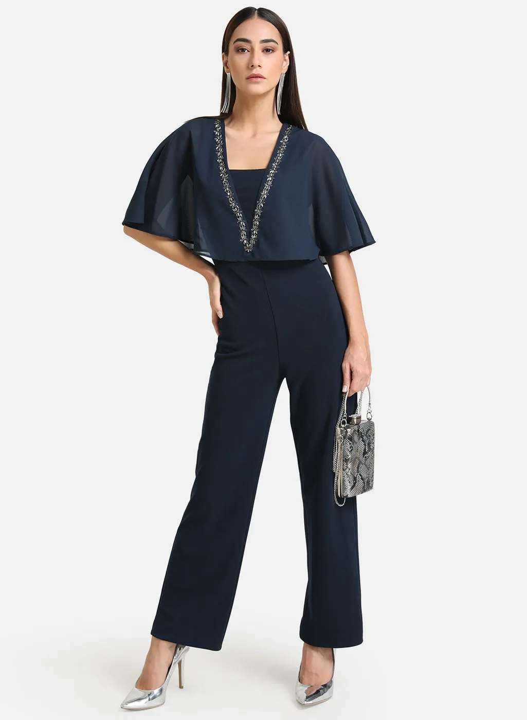 Embellished Jumpsuit With Overlay