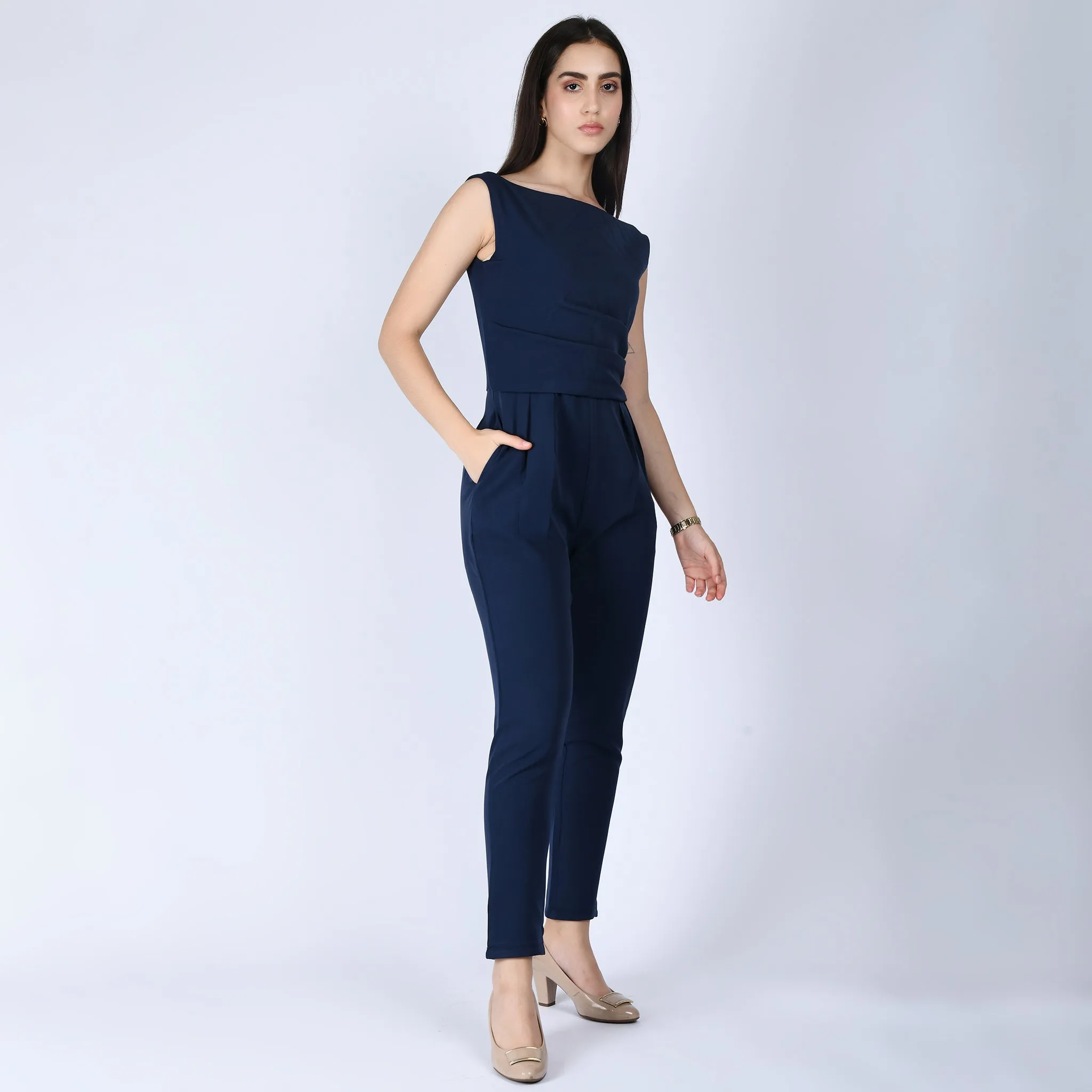 Exude Divinity Straight Fit Jumpsuit (Navy)