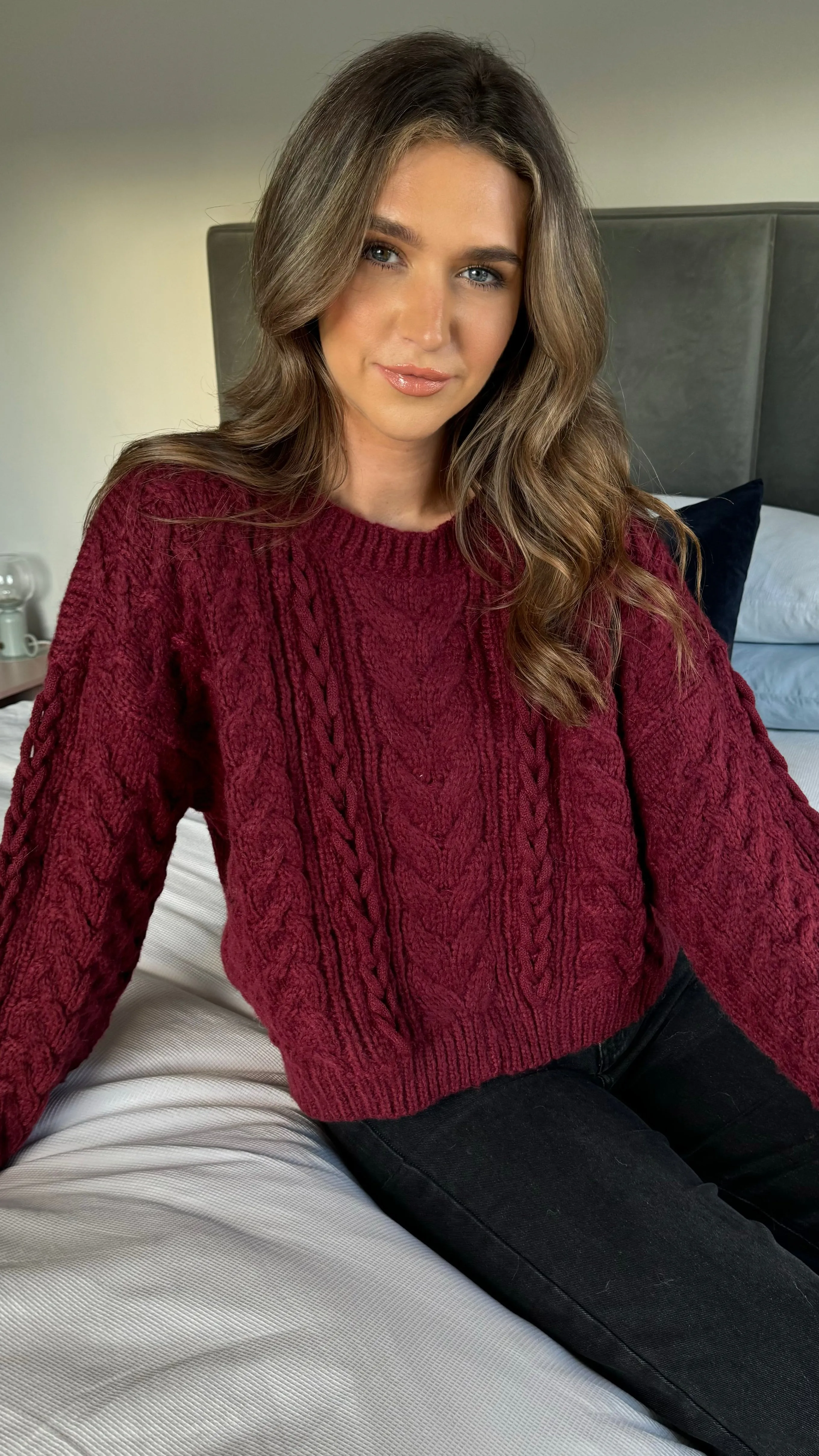 Falconer Burgundy Chunky Knit Jumper