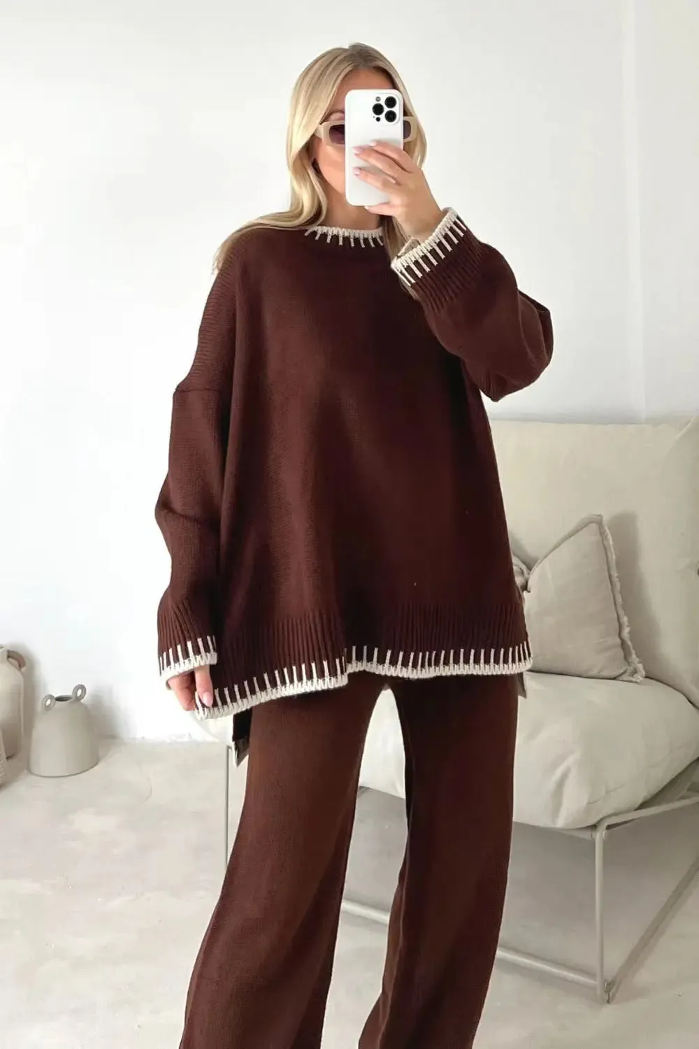 Fashion Pullover Split Long-sleeved Top