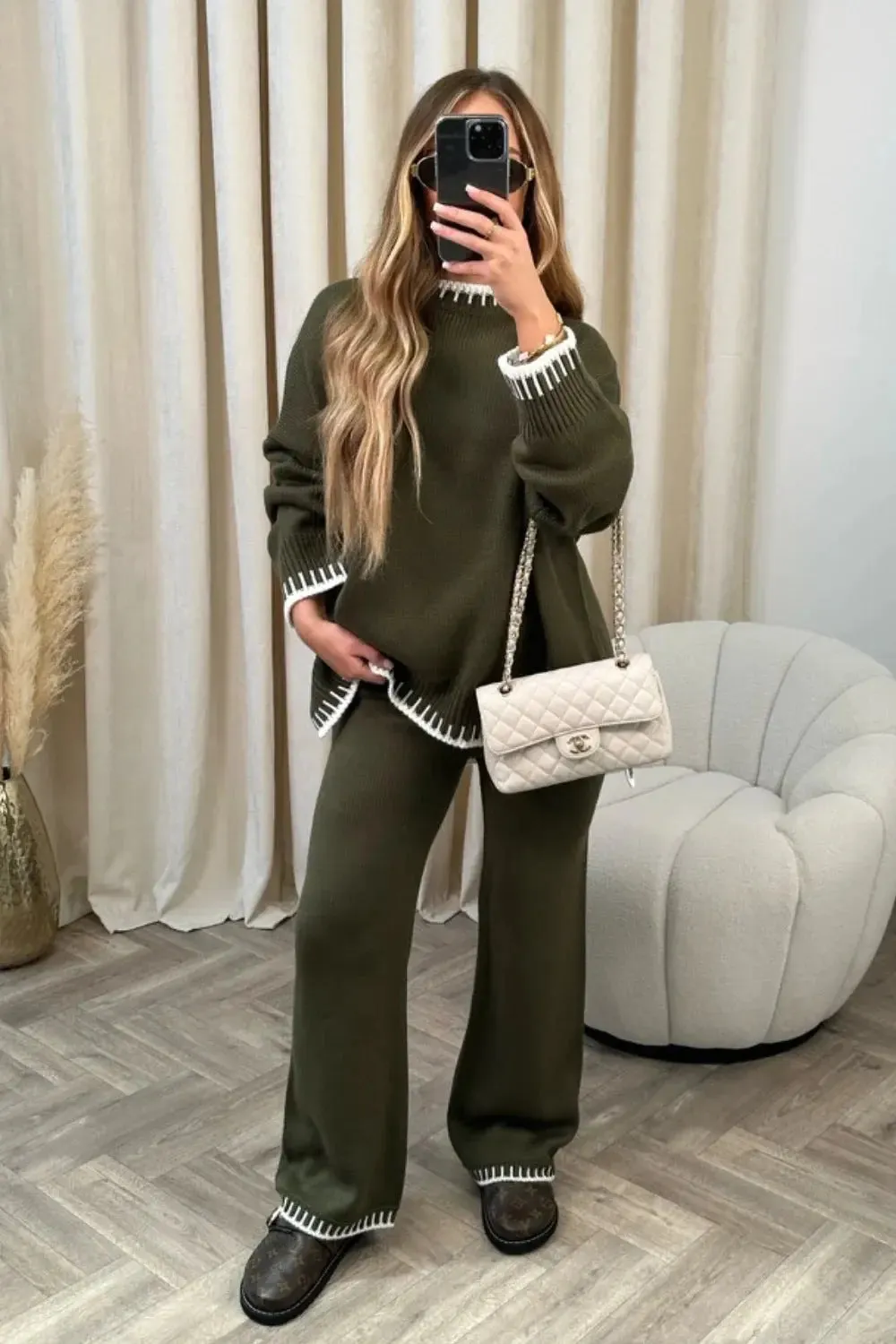 Fashion Pullover Split Long-sleeved Top