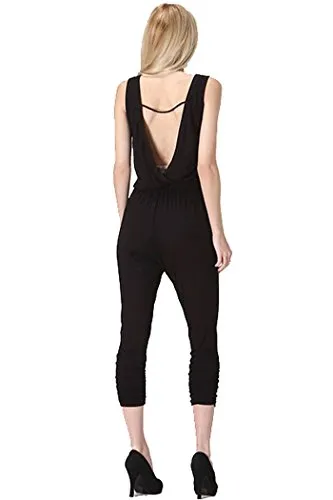 Fashion Secrets V Cut Back ,Round Neck Women Jumpsuit Romper Overalls