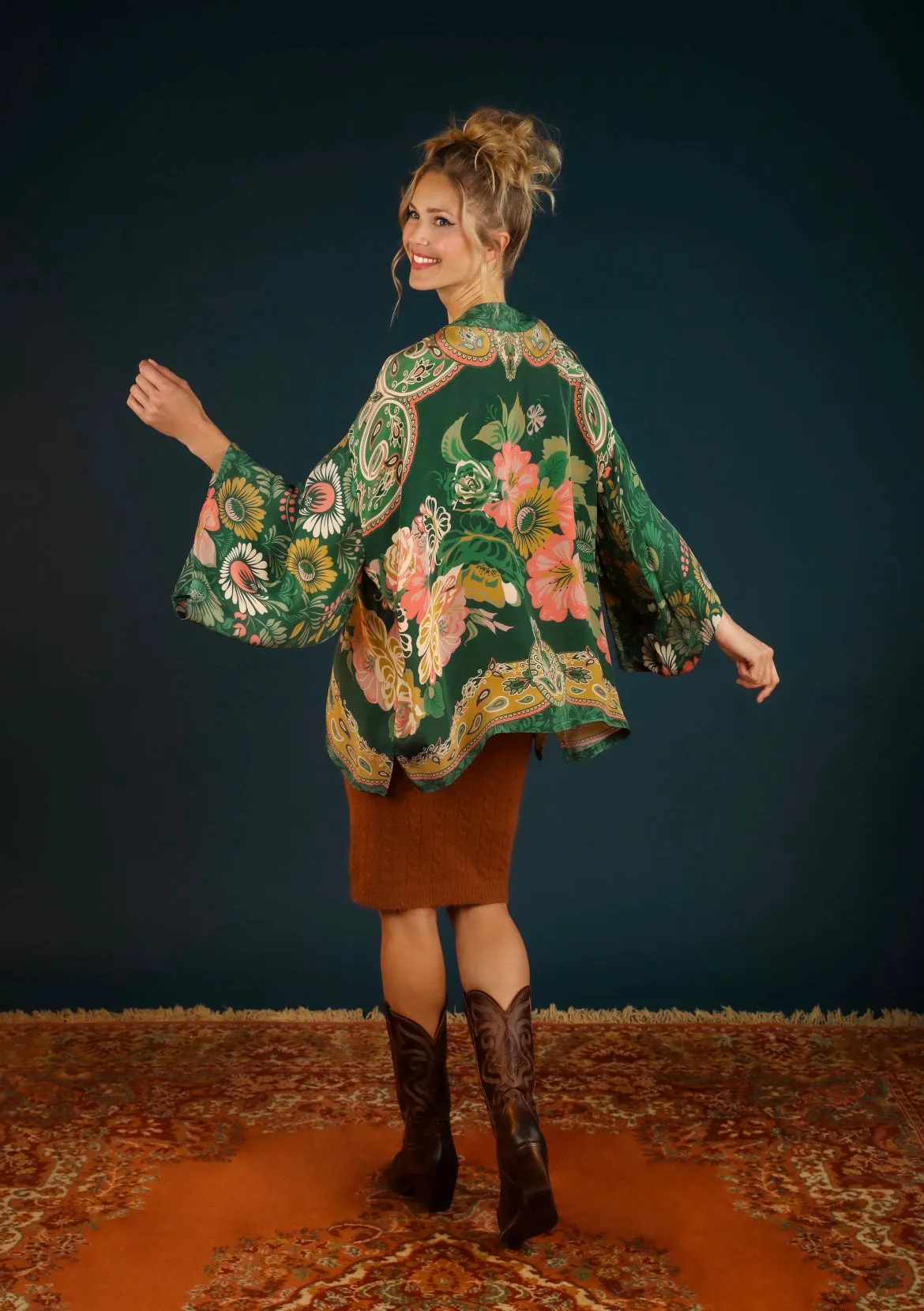 Folk Art Floral Kimono Jacket