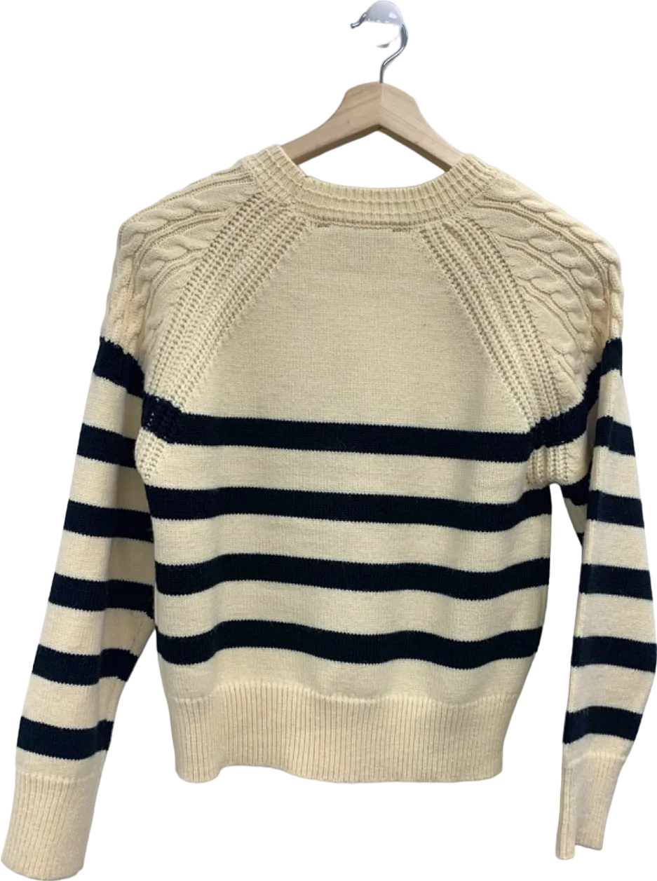 French Connection Cream and Black Striped Jumper UK 10