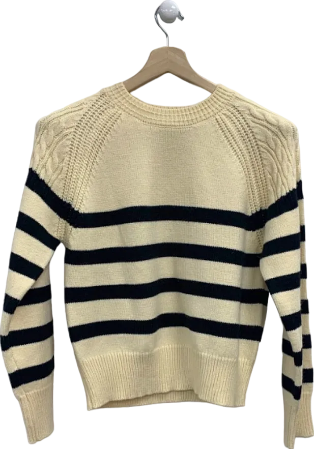 French Connection Cream and Black Striped Jumper UK 10