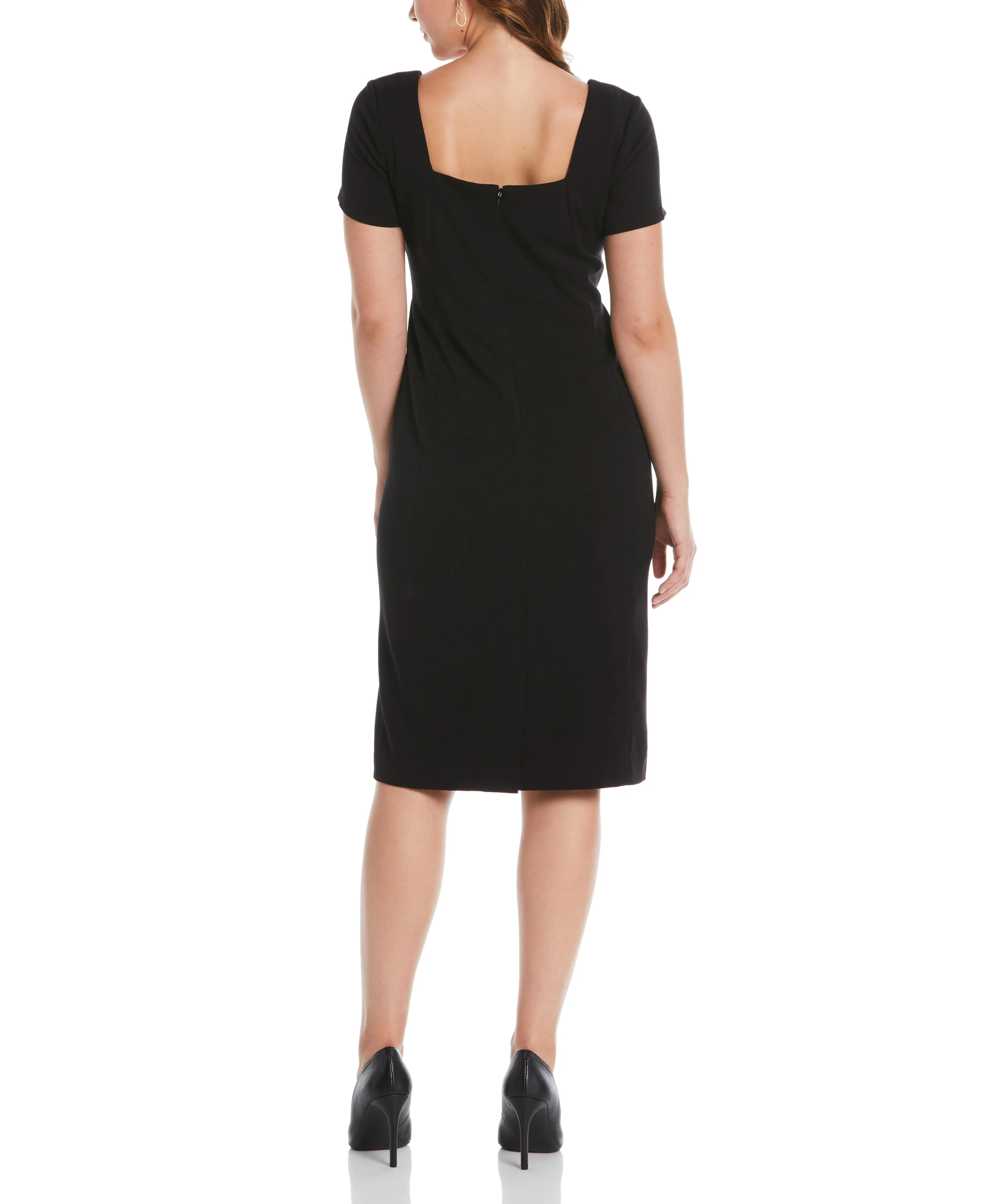 Gabardine Square Neck Dress