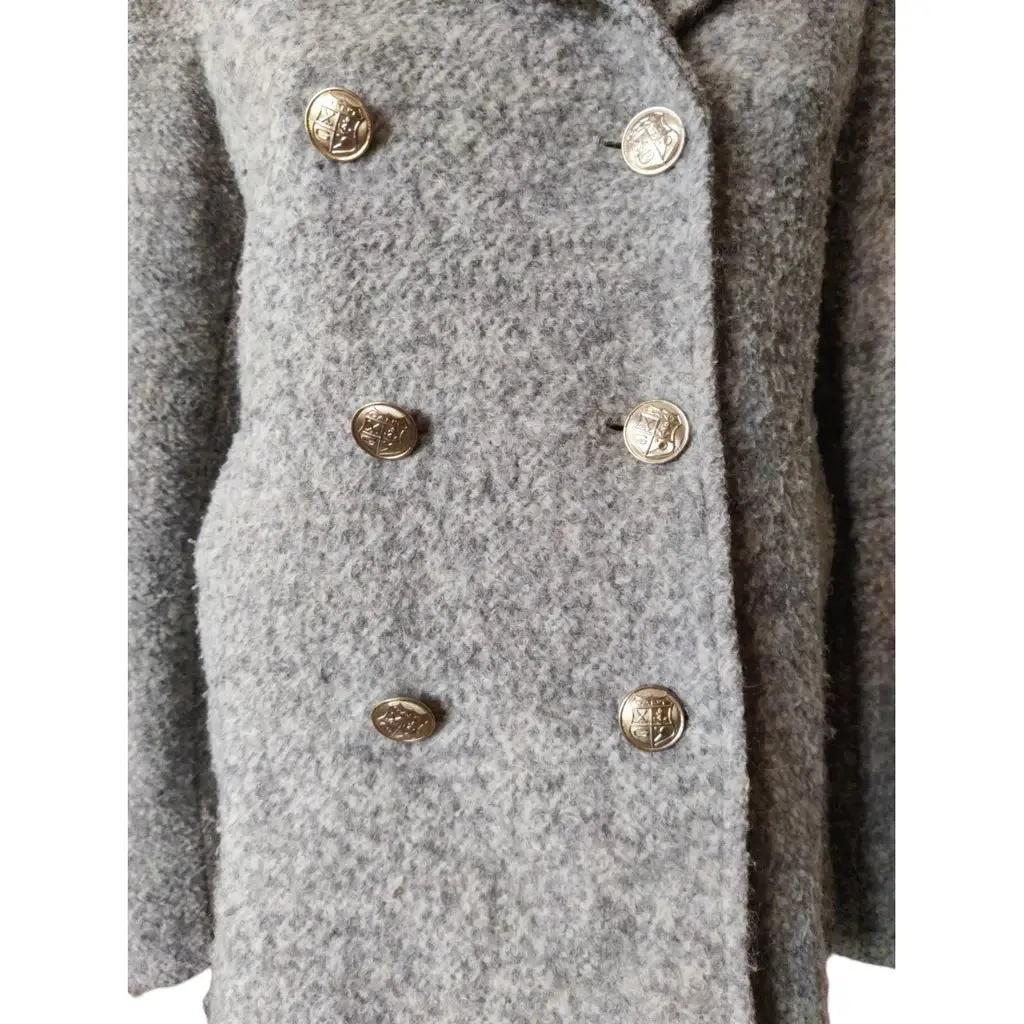 GANT RUGGER Women's Dark Grey Wool Blend Curly Peacoat 475692 Retail $350