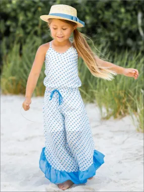 Girls Drawstring Ruffled Palazzo Jumpsuit