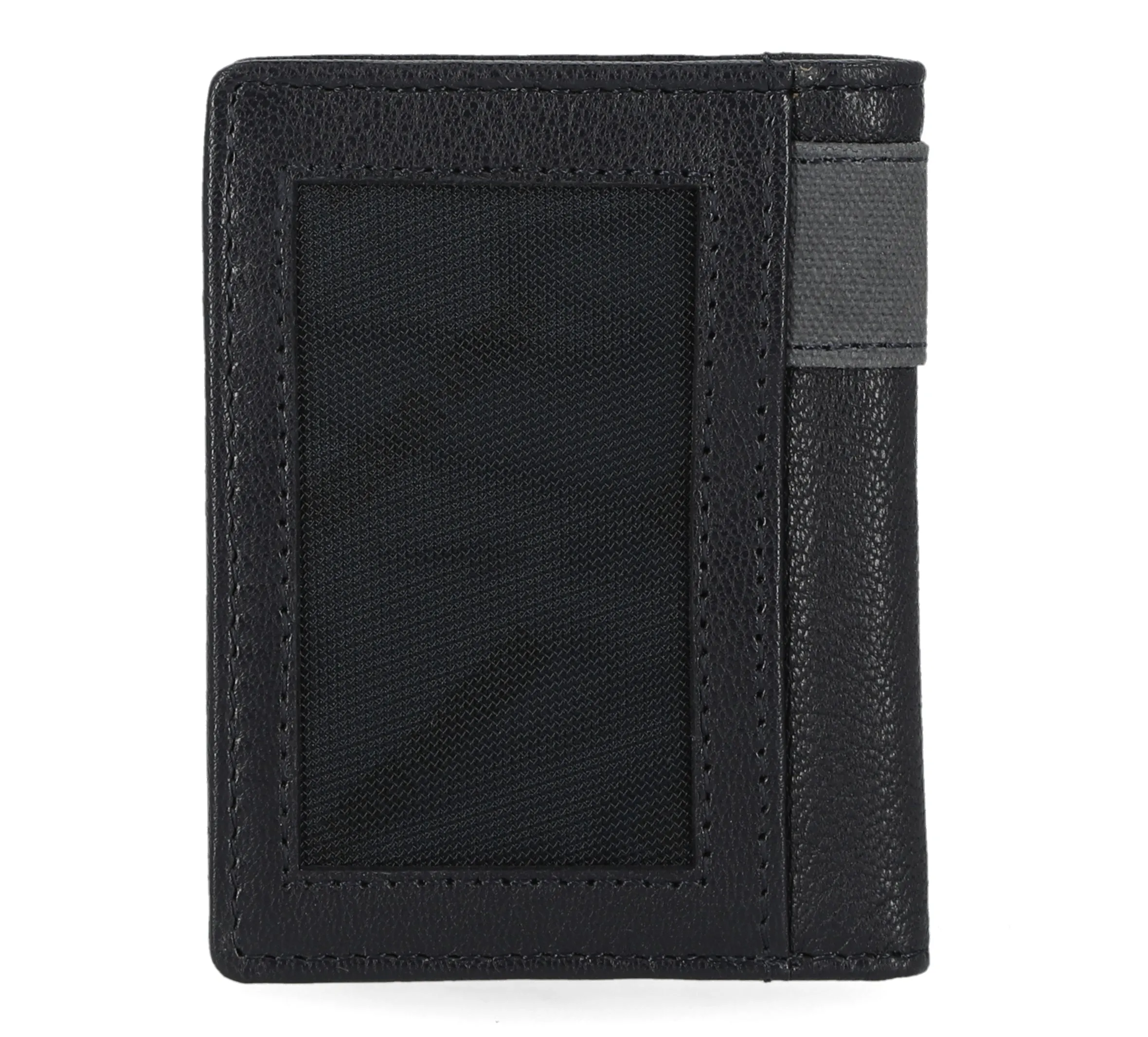 Harley-Davidson Men's Genuine Leather With Calvary Canvas Trim Vertical Billfold, Peacoat MWM036/84