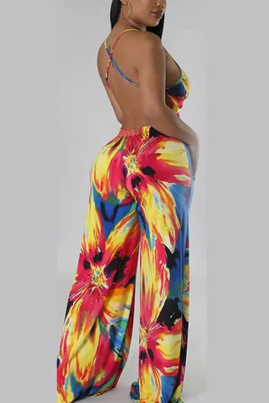 JA036 Floral Printed Jumpsuits