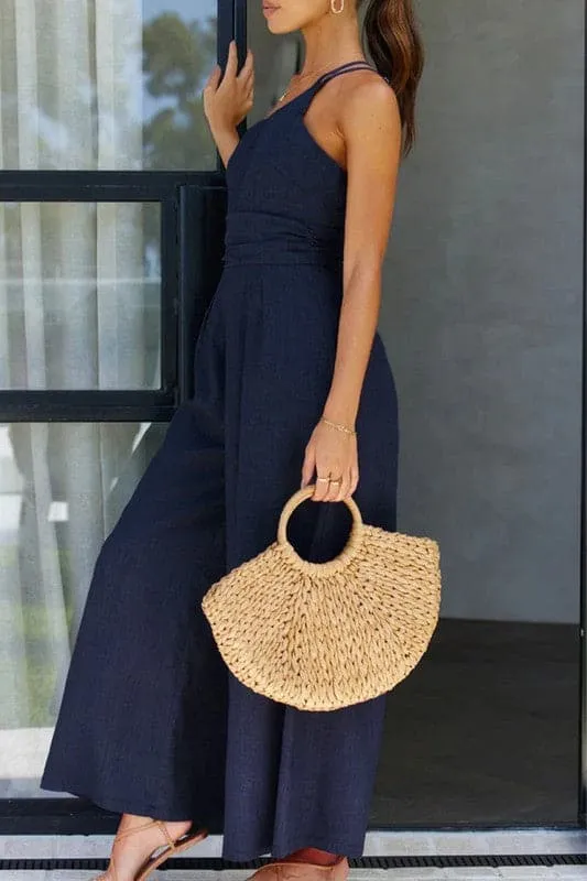 JA982 One ShoulderOff Wide Leg Jumpsuit