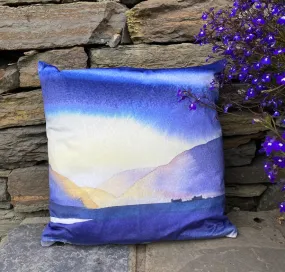 Jane Glue 'Rainstorm over the Hoy Hills, Orkney' Velvet Cushion