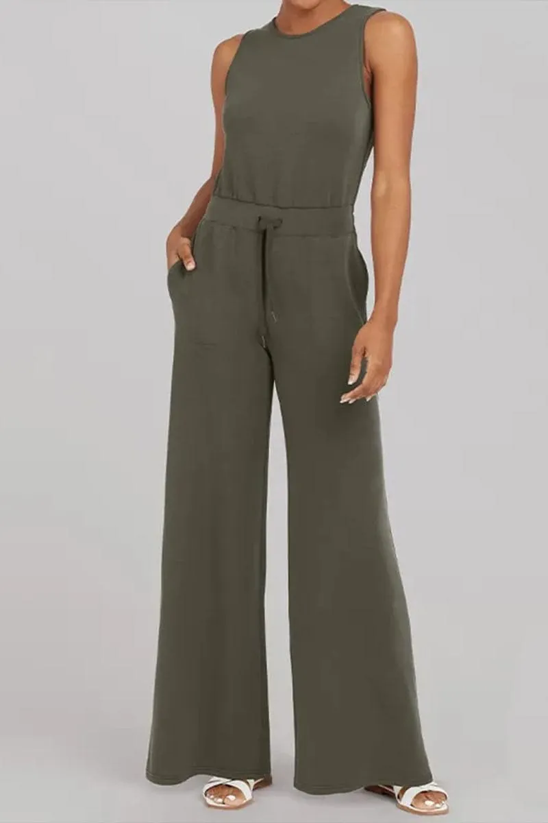 JB752 Sleeveless Wide Leg Jumpsuit