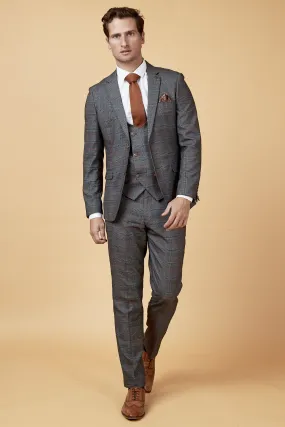 JENSON - Grey Check Suit with Double Breasted Waistcoat