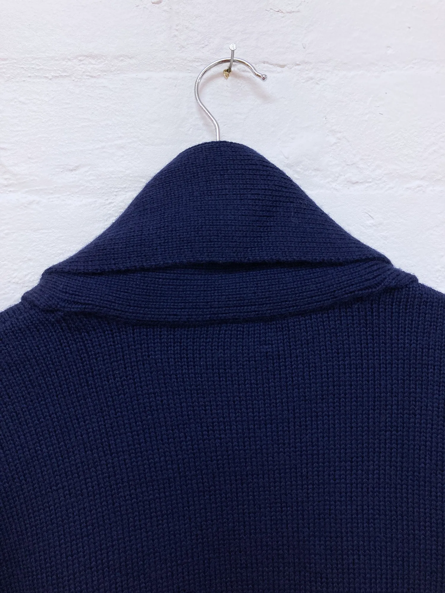 Joe Casely-Hayford navy wool scarf neck jumper - mens unisex S