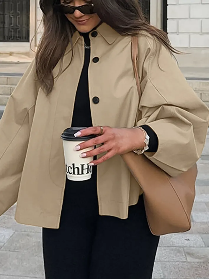 Khaki Lapel Trench Coat