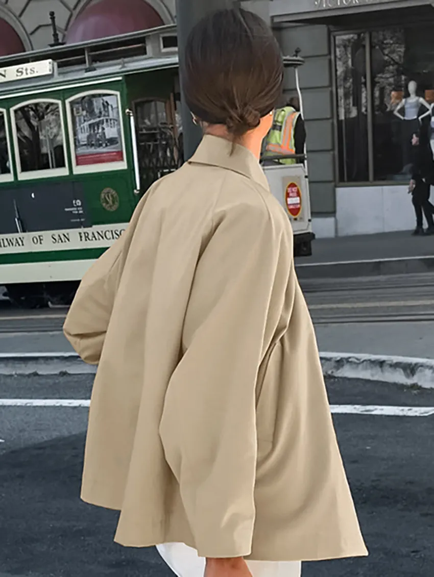 Khaki Lapel Trench Coat