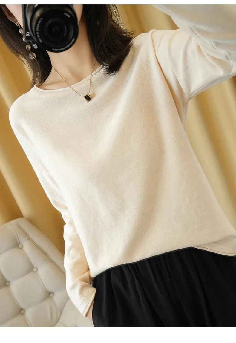 Knit Crimped Edge Pullover Top Sweater